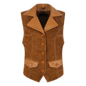 Chaleco de Cuero Genuino para Mujer, Sin Mangas, con Botones al Frente, Estilo Clásico, Fabricación OEM/ODM, Etiqueta Privada, Venta al Por Mayor - Product Image 5