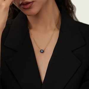 Collar con Colgante de Zafiro Azul Genuino de Alta Calidad Personalizado, Cadena Cubana Estilo Miami, Joyería de Oro de 14K para Mujer - Product Image 4