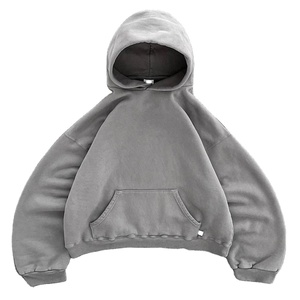 Sweat à capuche de haute qualité 500GSM, coupe ample et courte, épaules tombantes, molleton épais, capuche unie, sweat à capuche de haute qualité - Product Image 6