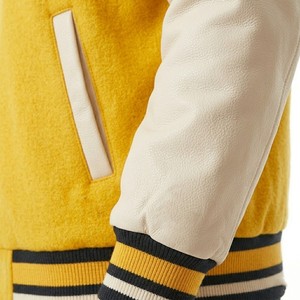 เสื้อแจ็คเก็ตวาร์ซิตี้สีเหลืองขาวสำหรับผู้ชาย ผ้าวูลผสมโพลีเอสเตอร์ สไตล์พรีปปี้ ปกคอพับ ติดกระดุม ทรงปกติ เหมาะสำหรับใส่ในฤดูใบไม้ร่วง - Product Image 6