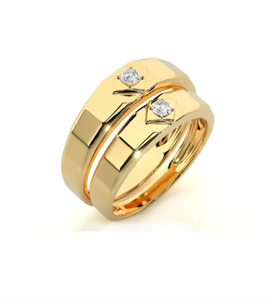 Bindi Jewels 925 Sterling Silver Gold Plated Christian Romantic Geometric Zircon <b>Couple</b> Rings - Product Image 2
