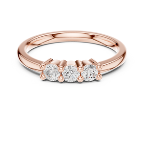 Runder Moissanit-Diamant Drei-Stein-Verlobungsring - 14K Roségold Plattiertes Sterling Silber Vergangenheit Gegenwart Zukunft Ring - Product Image 1
