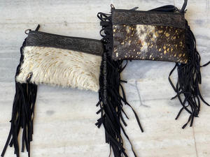 Bolso bandolera con flecos de piel de vaca occidental de alta calidad, superventas, monederos de hombro de cuero tallado genuino para uso de mujer - Product Image 4