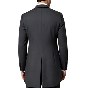Costume de queue-de-pie pour homme en laine gris anthracite sur mesure, coupe ajustée, avec revers en vraie fourrure de renard, pour marié, smoking, frac de cérémonie, mariage formel - Product Image 4