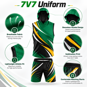 ชุดยูนิฟอร์ม 7V7 ระดับมืออาชีพ ผ้าเนื้อนุ่ม ระบายอากาศได้ดี สวมใส่สบาย โครงสร้างแบบนักกีฬา ออกแบบมาเพื่อการแข่งขันทีมแบบรวดเร็ว - Product Image 6