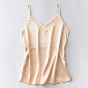 wholesale supplier Women's Black <b>Silk</b> <b>Camisole</b> V-Neck Sleeveless Satin Top Elegant Regular Length embroidered logo vest high - Product Image 4