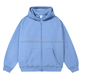 Exceptionnel 350G épais fermeture éclair personnalisé en gros 100% coton peluche polaire sweats à capuche couleur unie sur mesure pour la mode d'automne des hommes - Product Image 2