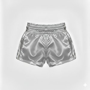 Wholesale Custom Satin <b>Athletic</b> Shorts Breathable Elastic Waist Gym Fitness Sports Running Shorts Black Silver Side Panel Wear - Product Image 5