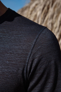 เสื้อยืดลำลองแขนสั้นสีเทาเข้มสำหรับผู้ชาย คอกลม ทรงปกติ ผ้าฝ้ายเจอร์ซีย์ เนื้อนุ่ม ระบายอากาศได้ดี สีพื้น แฟชั่นฤดูร้อน - Product Image 4