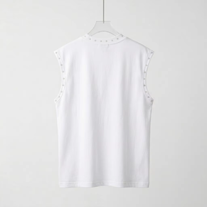 Débardeur personnalisé imprimé sérigraphié avec strass, 100 % coton jersey, tissu doux et respirant, sans manches, unisexe, confortable, OEM - Product Image 2