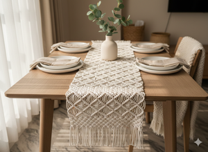 Chemin de table rectangulaire moderne en macramé de coton, napperons tissés à franges, tapis décoratifs pour salle à manger, cuisine, mariage - Product Image 4