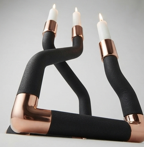 Candelabro de 3 Brazos, Portavelas de Metal Negro y Oro Rosa, Soporte para Velas Ondulado para Decoración del Hogar - Product Image 2