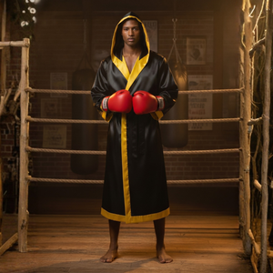 Premium Custom Boxing Robe Satin Ring Walk Robe Hooded Fight Gown OEM ODM Sportswear Manufacturer Factory Supplier - Product Image 4