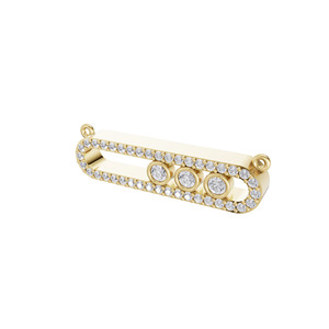 Pendentif Aarinya en or 9 carats plaqué or, serti de diamants de laboratoire certifiés IGI, tendance, brillant, horizontal, allongé, pavé, cage, 3 pierres - Product Image 5