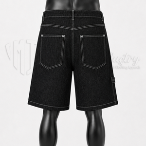 Pantalones Cortos de Mezclilla Holgados Personalizados para Hombre, 100% Algodón Orgánico, Lavado Vintage Ecológico, Estilo Cargo, Largura hasta la Rodilla - Product Image 2