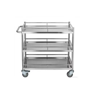 Heavy Duty Stainless Steel Service <b>Trolley</b> Silent Rubber Wheel Cart - Product Image 2