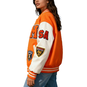 Nouvelle Collection – Blouson Teddy Personnalisé avec Logo, en Cuir, Style Baseball, Patchwork, Grandes Tailles, Tendance Universitaire pour Hommes et Femmes - Product Image 4