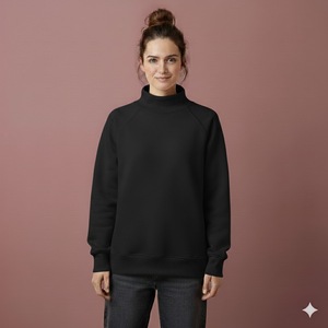 Pull à col montant en molleton uni, coupe ajustée, avec logo personnalisé, pour femme, idéal pour l'hiver - Product Image 1