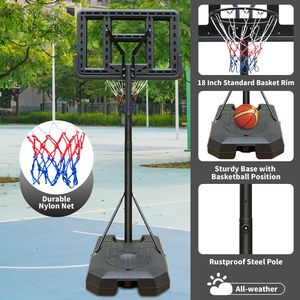Canestro da Basket Portatile Regolabile in Altezza 6.5ft-10ft con Tabellone da 44 Pollici e Ruote per Adulti e Adolescenti - Product Image 6