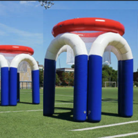 Panier de basket gonflable géant en PVC durable avec panneau en PE et filet, tailles et couleurs personnalisables pour événements de team building en extérieur