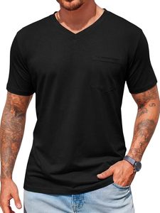 Camiseta suave con cuello en V, corte regular, para uso diario, informal, de manga corta y ligera para hombre - Product Image 1