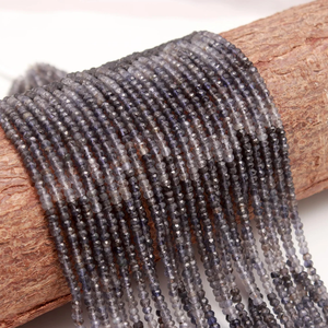 Excelentes cuentas de rondelle facetadas de iolita natural, cuentas de iolita sombreadas de 4mm para la fabricación de joyas - Product Image 3