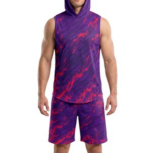 Maillots de football en polyester et élasthanne, haut sans manches à capuche, short à motifs à séchage rapide, ensemble imprimé par sublimation, uniforme de football 7v7 - Product Image 5