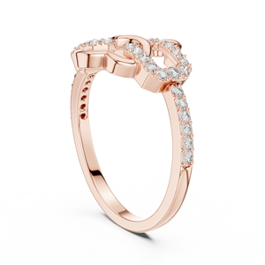 Anillo de Diamantes Cultivados en Laboratorio LOVE KNOT, Oro Rosa de 18 Quilates con Baño de Rodio, Piedra Lateral de 0.3 Quilates, para Compromiso/Boda/Uso Diario, para Mujer - Product Image 3