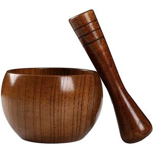Mortier et pilon en bois de manguier durable, broyeur naturel en bois pour herbes et épices, outil de broyage de cuisine - Product Image 6