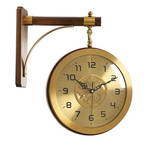 Traditional Teak Wood Brass Inlay Round Pendulum <b>Wall</b> <b>Clock</b> Wholesale-Moradabad - Product Image 1