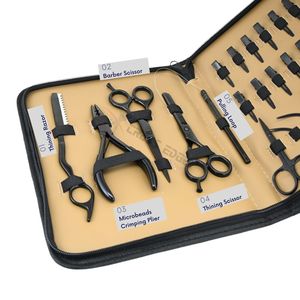 Salon Hair Extension Kit Crimping Pliers Thinning Scissors Razor Comb Duckbill Clips <b>Thread</b> Cutting Scissor and Loop <b>Tool</b> - Product Image 3