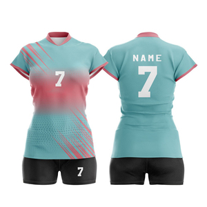 Conjunto de Uniforme de Voleibol Sublimado Personalizado para Mujer, Blanco y Morado con Estampado Geométrico, Cuello en V, Manga Corta, Absorbe la Humedad, Ajustado - Product Image 4