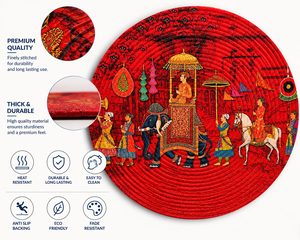 Set de table rond traditionnel en papier avec imprimé de défilé d'éléphants, lavable, pour la décoration de la maison - Product Image 3