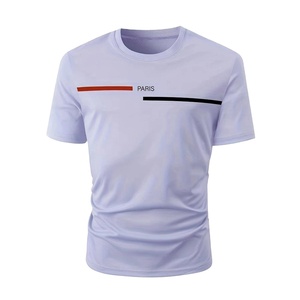 T-shirt décontracté pour femme en jersey simple tricoté en coton mélangé polyester, imprimé, anti-rides, respirant, avec logo brodé et sequins - Product Image 4