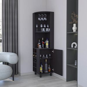 Mobile Bar Angolare in Wengue con Elegante Portabicchieri e Portabottiglie, Arredamento Premium per Bar Domestico - Product Image 2