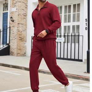 Sweat-shirt à demi-fermeture éclair pour hommes sans capuche couleur unie surdimensionnée 1/4 Logo personnalisé sweat-shirt à fermeture éclair en polaire - Product Image 5