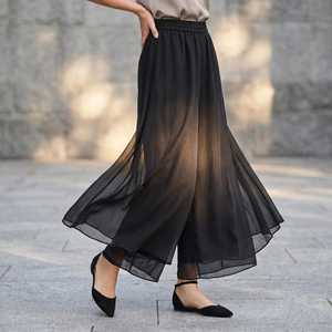 Pantalones anchos de gasa blanca para mujer, cintura alta, longitud completa, corte holgado, estilo bohemio, pantalones de verano con cintura elástica, color sólido - Product Image 6
