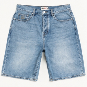 Shorts en jean bleu clair pour homme, coupe ample, style vintage, décontracté, streetwear, jambe droite, en coton, haute qualité - Product Image 2
