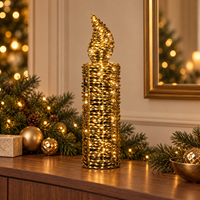 Bougie à LED dorée à piles avec lumière blanc chaud et silhouette de flamme pour la décoration de table de Noël