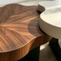 Table basse minimaliste moderne en forme de nuage, écologique et durable, design bicolore emboîtable pour salon et appartement