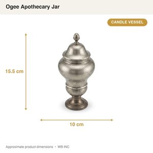 Pot à bougie artisanal en laiton de 15,5 cm, finition nickel vieilli, effet mercure chatoyant, luxueux pot d'apothicaire Ogee pour la décoration intérieure, les hôtels, les mariages et les tables - Product Image 6