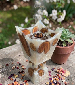 Modern Clear Resin Wood Inlay Religious Eco-Friendly <b>Oud</b> Burner Arabic <b>Bakhoor</b> Incense Holder Handcrafted Luxury Incense Censer - Product Image 5
