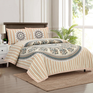 Elegante Juego de Sábanas y Fundas de Almohada Golcha, Estampado a Mano, 100% Algodón, 3 Piezas, Diseño Floral, 300 Hilos, Resistente a la Decoloración - Product Image 3