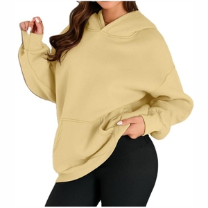 Sweat à capuche surdimensionné en coton 100 % premium, personnalisé, à épaules tombantes, en toile respirante, rose foncé, avec logo frontal, pour femme, hiver - Product Image 6