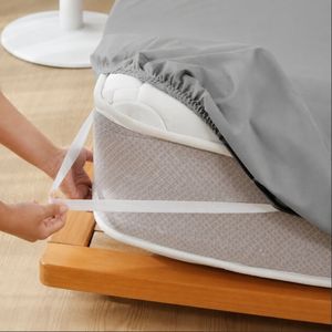 Ensemble de draps ajustés en coton de haute qualité avec poches latérales 180x200x30 cm, doux, respirant, literie unie - Product Image 4