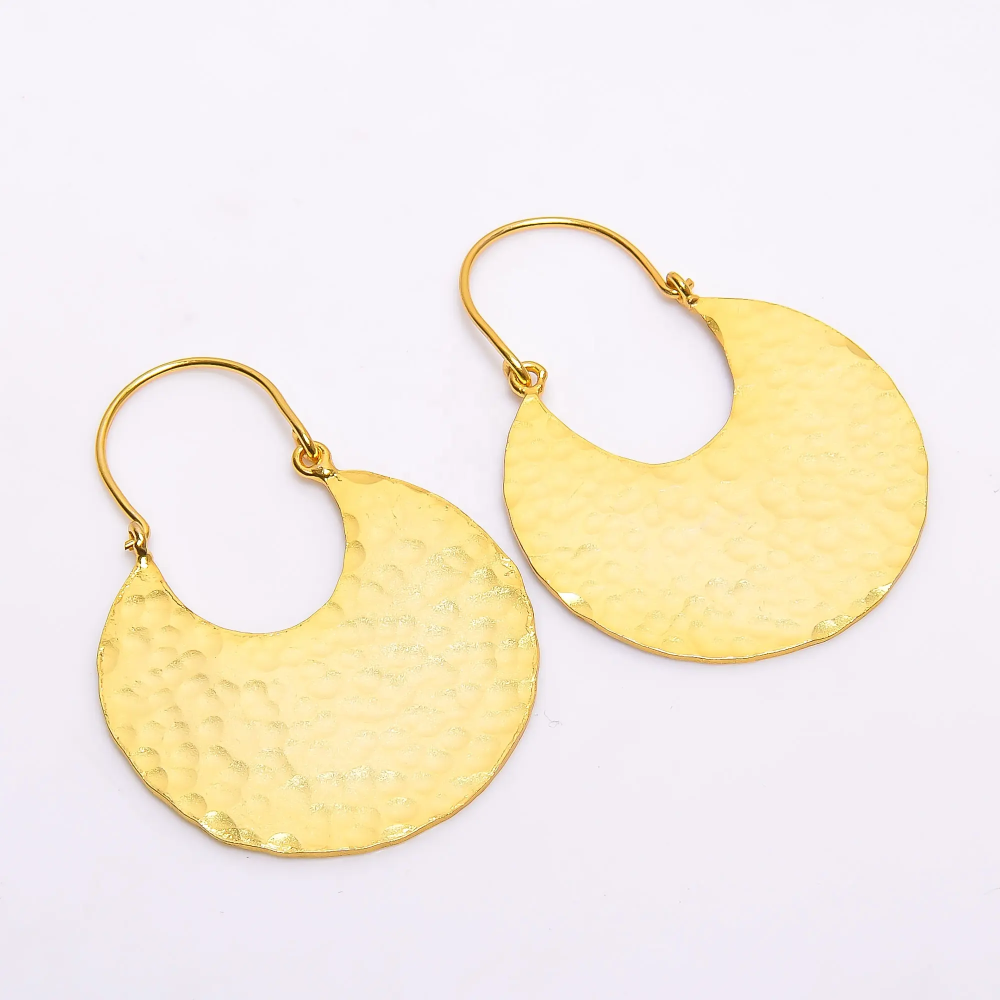 Hammered Earrings Fashion Latest Style Wholesale price Earrings 1 Micron Gold Plated Brass Jewelry