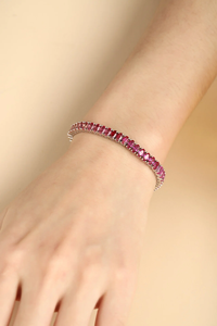 Oval Cut 925 Silver <b>Ruby</b> <b>Bracelet</b> Women's Classic Everyday Wear Jewelry - Product Image 5