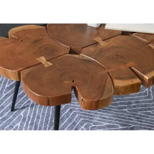 Mesa de Centro de Madera de Nogal con Borde Natural, Diseño Moderno, Ecológica y Duradera, para Sala de Estar - Product Image 3