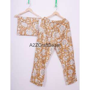 Conjunto de Pijama de Lujo para Mujer, 100% Algodón, Cintura Elástica, Mangas Tres Cuartos, Estampado Floral Digital, Largo Completo - Product Image 4