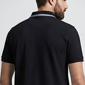 Polo de Hombre con Cuello Redondo y Logotipo Personalizado, Estilo Contemporáneo, Teñido Liso, Manga Corta, para Golf, Mezcla de Algodón, Tejido Ecológico - Product Image 3